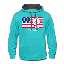 Load image into Gallery viewer, USA STRONG - Contrast Hoodie - scuba blue/asphalt
