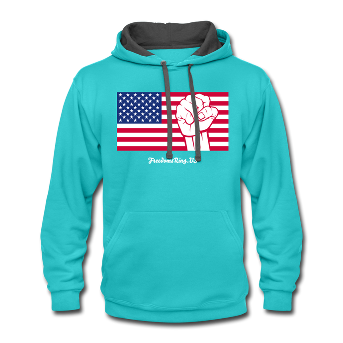 USA STRONG - Contrast Hoodie - scuba blue/asphalt