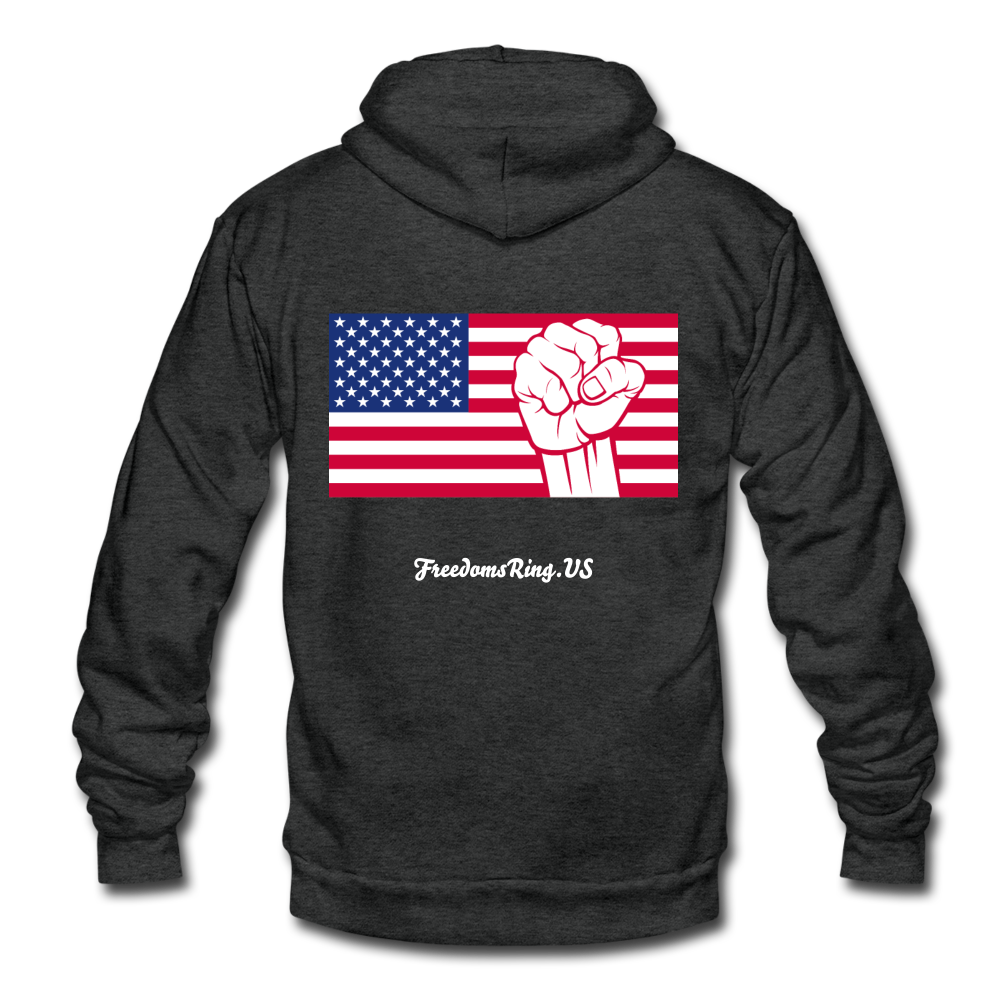 USA STRONG - Unisex Fleece Zip Hoodie - charcoal gray