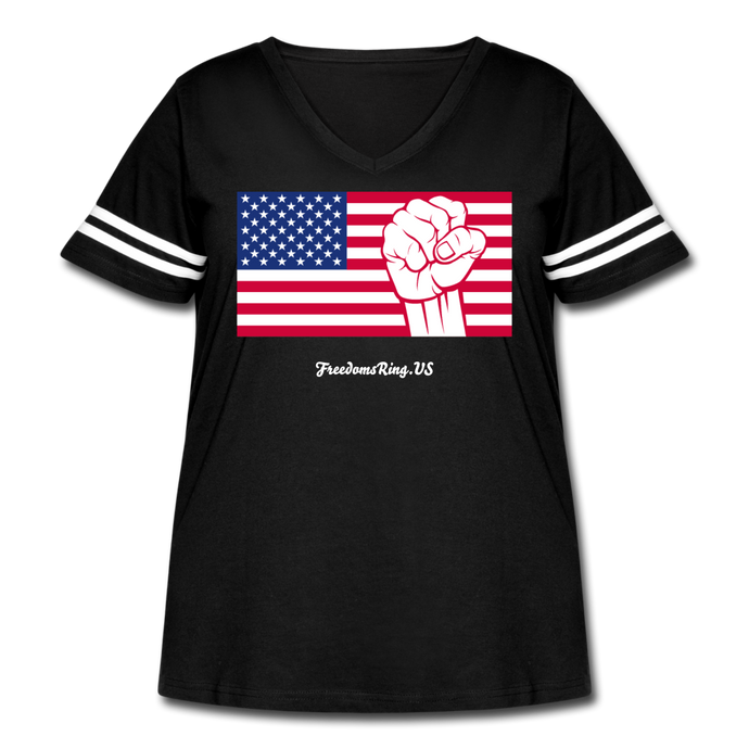 USA STRONG - Women's Curvy Vintage Sport T-Shirt - black/white