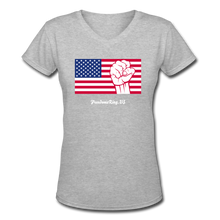 Load image into Gallery viewer, USA STRONG - Women&#39;s V-Neck T-Shirt - gray
