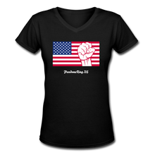 Load image into Gallery viewer, USA STRONG - Women&#39;s V-Neck T-Shirt - black
