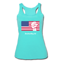 Load image into Gallery viewer, USA STRONG - Women’s Tri-Blend Racerback Tank - turquoise
