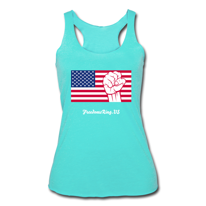 USA STRONG - Women’s Tri-Blend Racerback Tank - turquoise