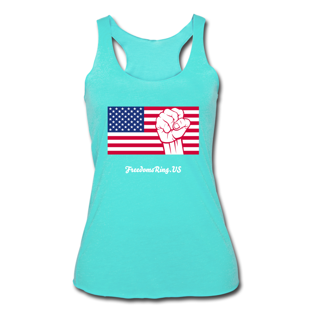 USA STRONG - Women’s Tri-Blend Racerback Tank - turquoise