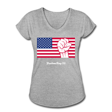 Load image into Gallery viewer, USA STRONG - Women&#39;s Tri-Blend V-Neck T-Shirt - heather gray
