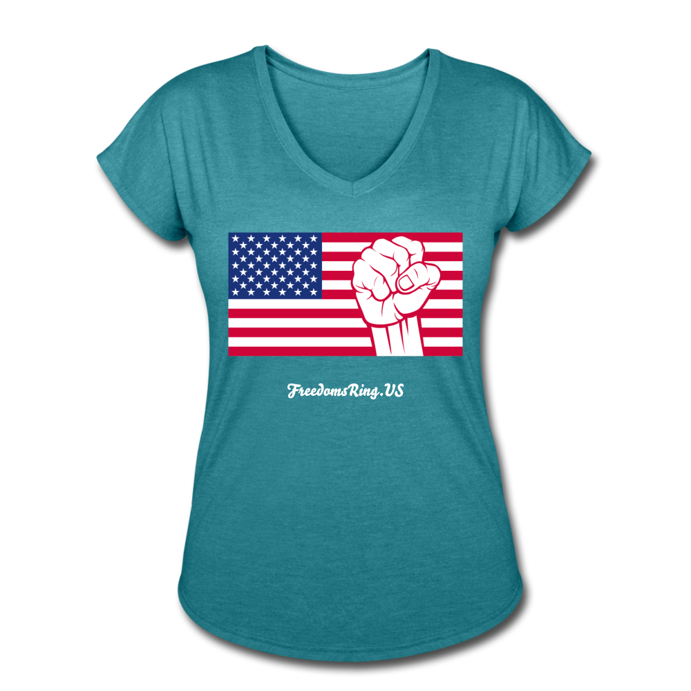 USA STRONG - Women's Tri-Blend V-Neck T-Shirt - heather turquoise