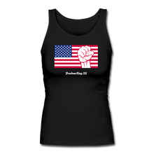 Load image into Gallery viewer, USA STRONG - Women&#39;s Longer Length Fitted Tank - black
