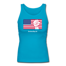 Load image into Gallery viewer, USA STRONG - Women&#39;s Longer Length Fitted Tank - turquoise
