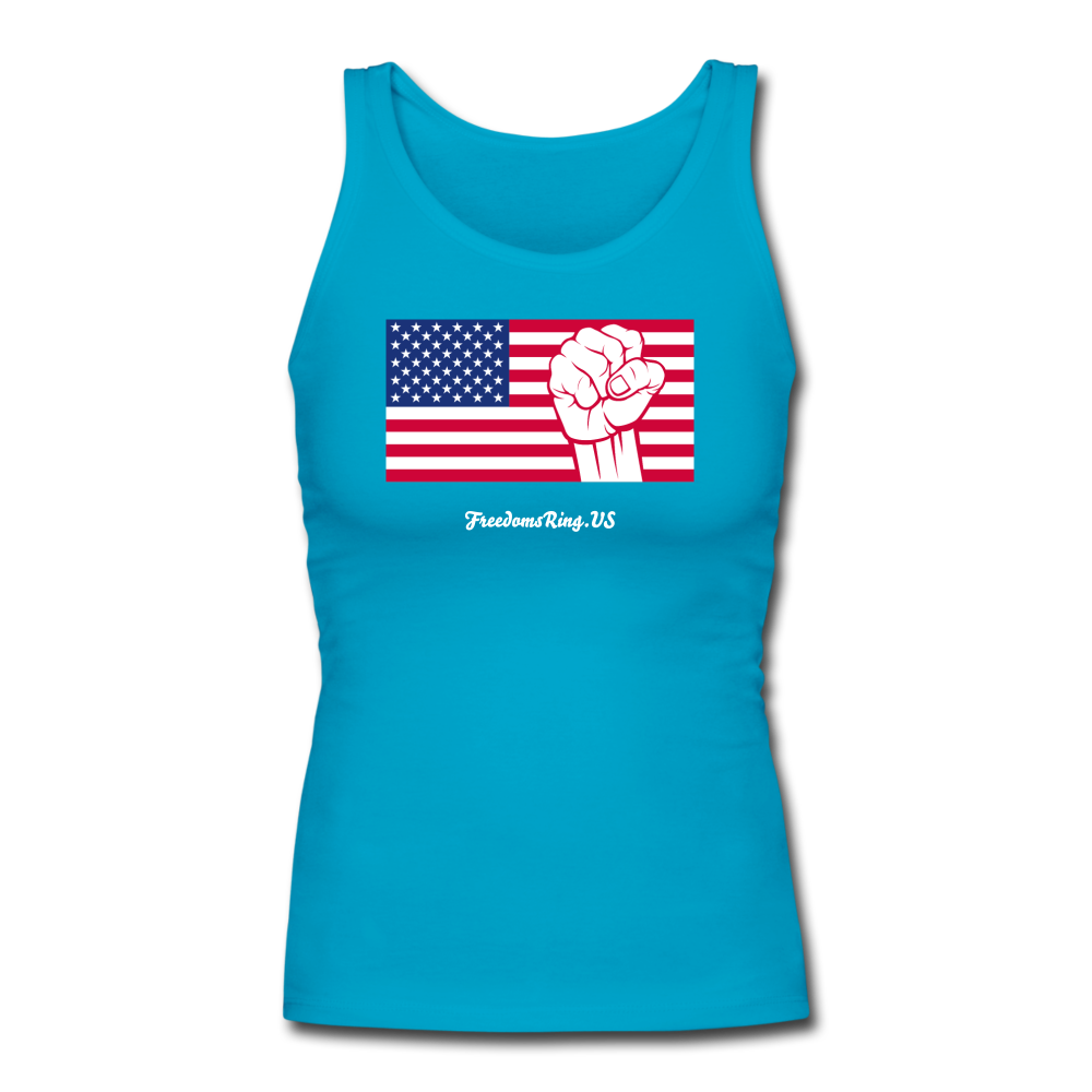 USA STRONG - Women's Longer Length Fitted Tank - turquoise