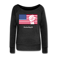 Load image into Gallery viewer, USA STRONG - Women&#39;s Wideneck Sweatshirt - heather black
