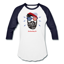 Load image into Gallery viewer, HAPPY 4TH BEARDSICLE! - Baseball T-Shirt - white/navy
