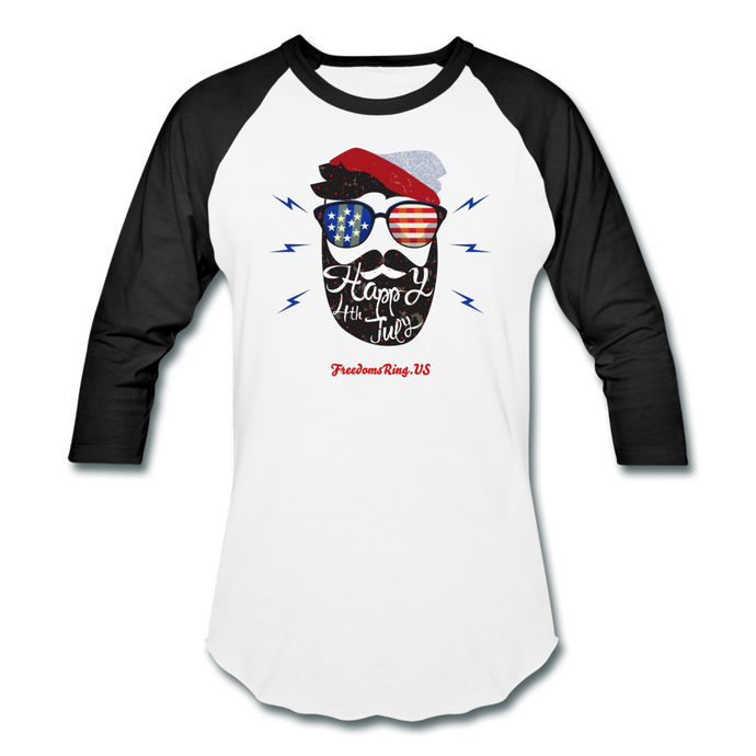 HAPPY 4TH BEARDSICLE! - Baseball T-Shirt - white/black