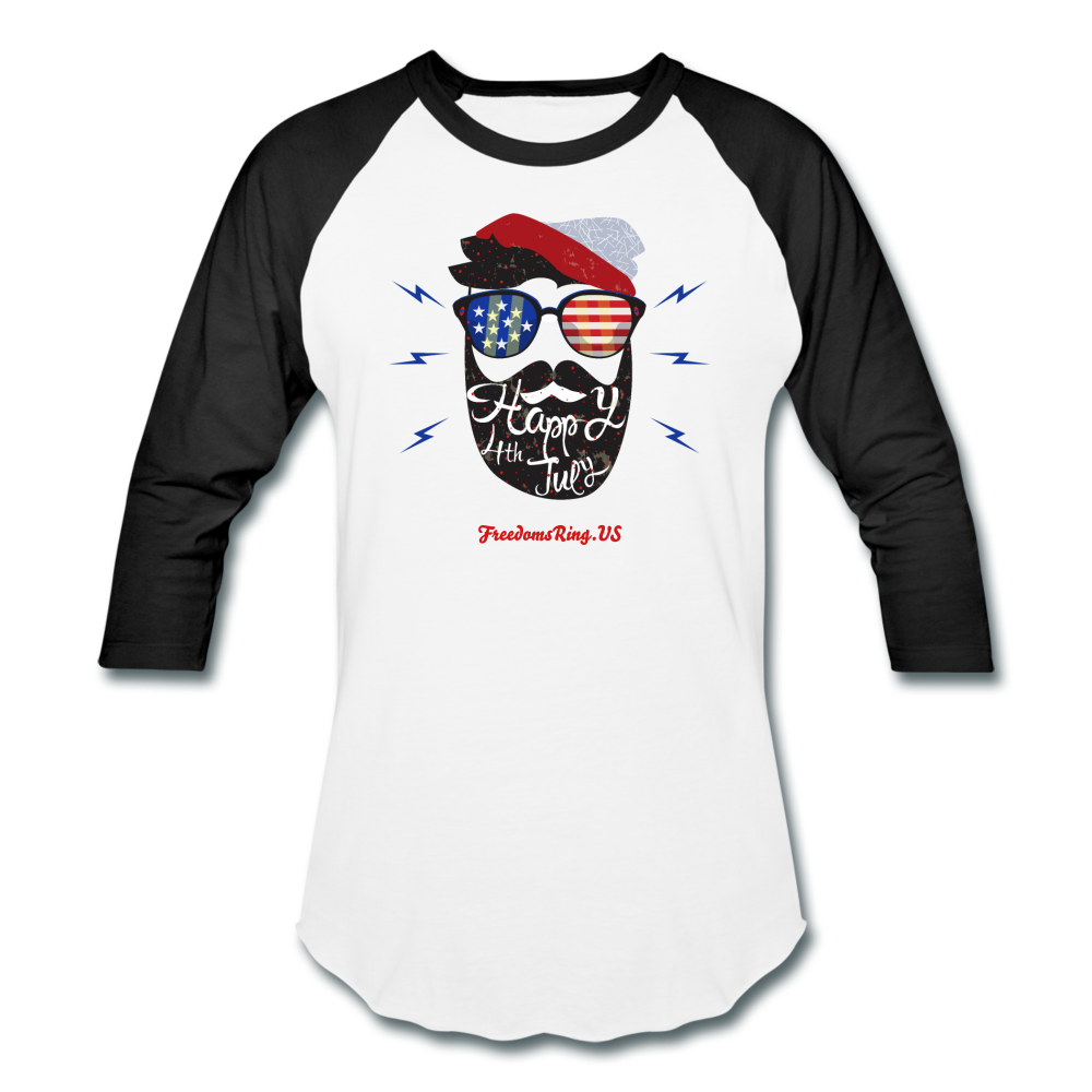 HAPPY 4TH BEARDSICLE! - Baseball T-Shirt - white/black