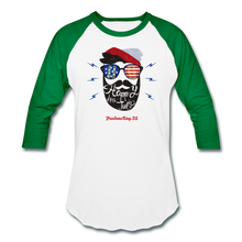 Load image into Gallery viewer, HAPPY 4TH BEARDSICLE! - Baseball T-Shirt - white/kelly green
