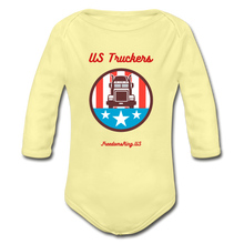 Load image into Gallery viewer, US TRUCKERS - Organic Long Sleeve Baby Bodysuit - washed yellow
