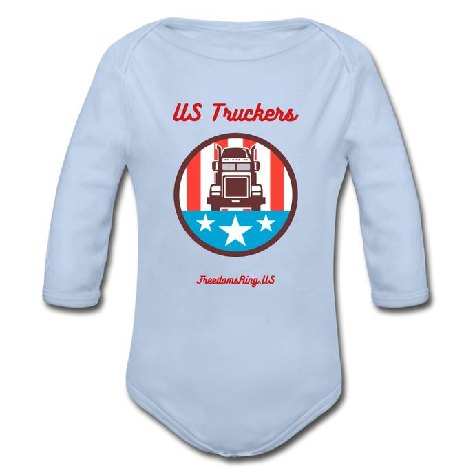 US TRUCKERS - Organic Long Sleeve Baby Bodysuit - sky