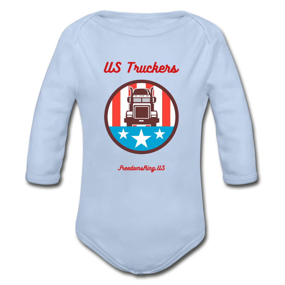 US TRUCKERS - Organic Long Sleeve Baby Bodysuit - sky