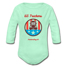 Load image into Gallery viewer, US TRUCKERS - Organic Long Sleeve Baby Bodysuit - light mint
