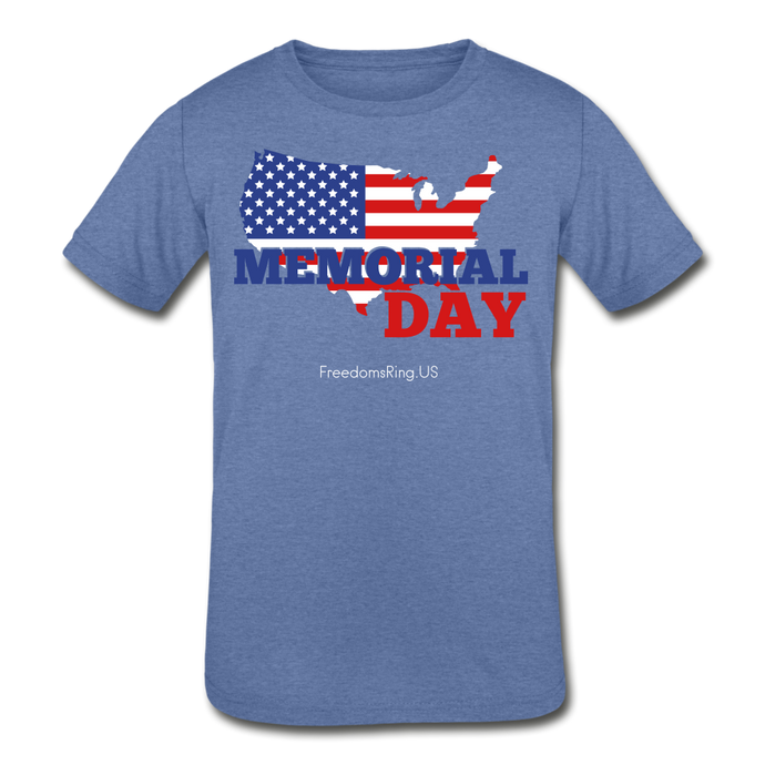 MEMORIAL DAY US FLAG - Kids' Tri-Blend T-Shirt - heather Blue