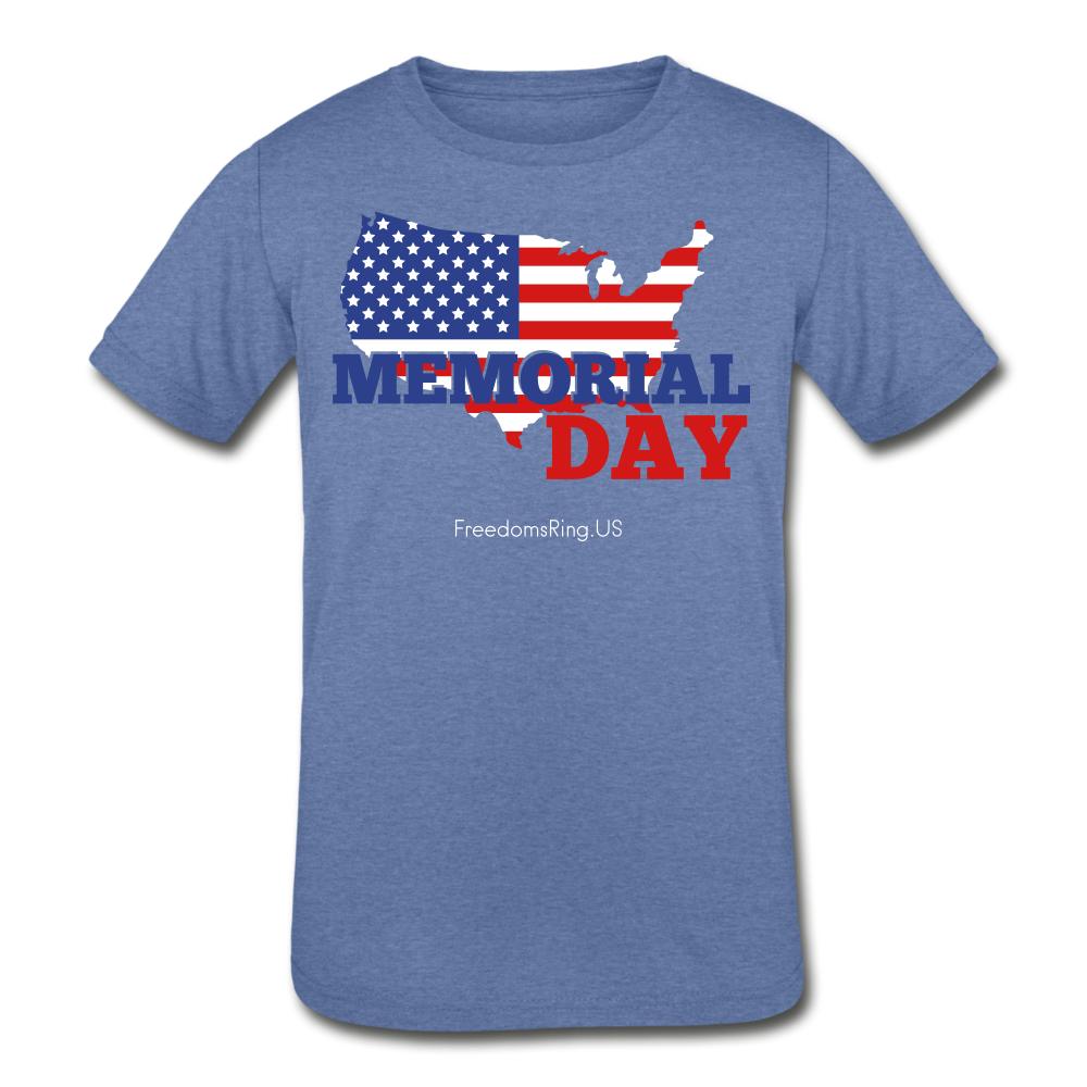 MEMORIAL DAY US FLAG - Kids' Tri-Blend T-Shirt - heather Blue