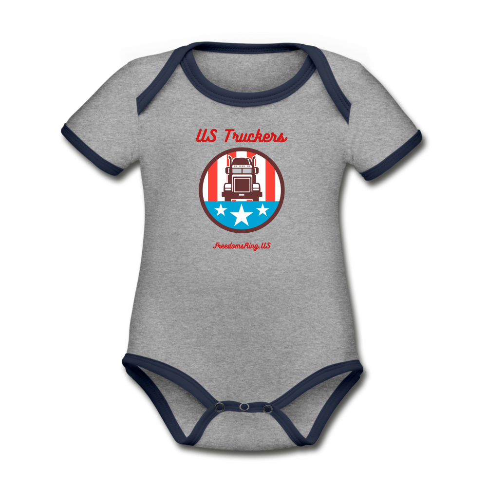 US TRUCKERS - Organic Contrast Short Sleeve Baby Bodysuit - heather gray/navy