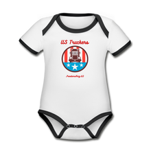 Load image into Gallery viewer, US TRUCKERS - Organic Contrast Short Sleeve Baby Bodysuit - white/black
