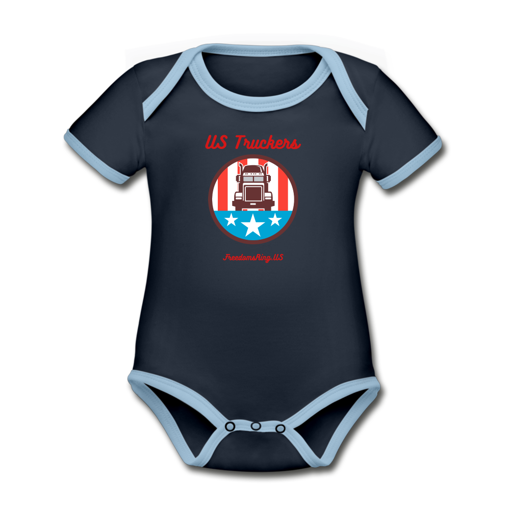 US TRUCKERS - Organic Contrast Short Sleeve Baby Bodysuit - navy/sky