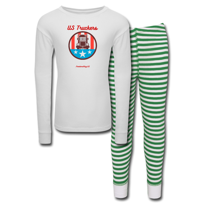 US TRUCKERS - Kids’ Pajama Set - white/green stripe