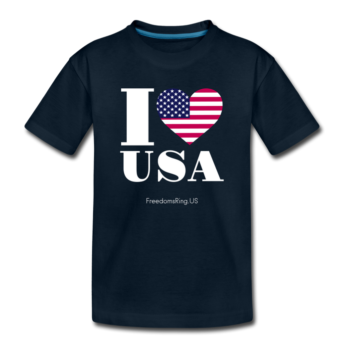 I LOVE USA - Toddler Premium Organic T-Shirt - deep navy