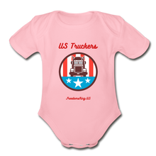 Load image into Gallery viewer, US TRUCKERS - Organic Short Sleeve Baby Bodysuit - light pink
