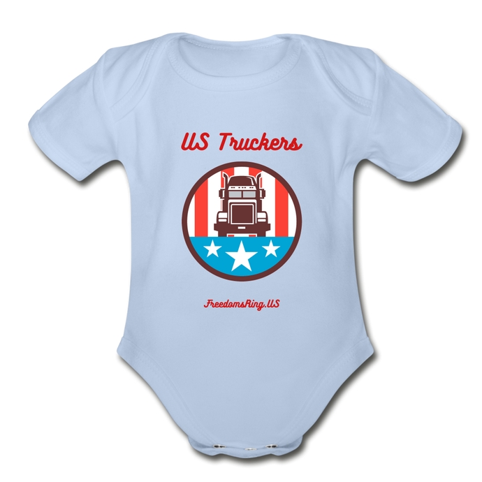 US TRUCKERS - Organic Short Sleeve Baby Bodysuit - sky