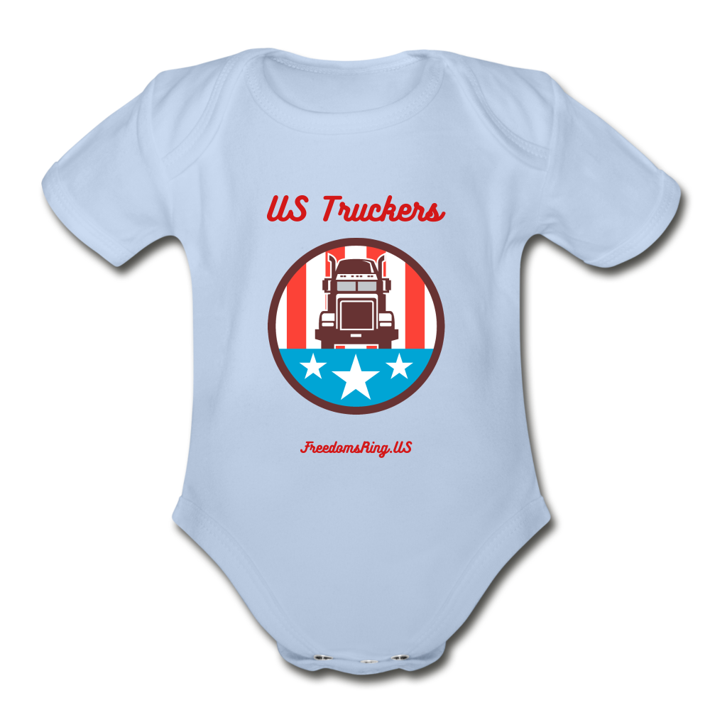 US TRUCKERS - Organic Short Sleeve Baby Bodysuit - sky