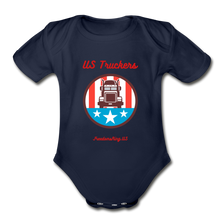 Load image into Gallery viewer, US TRUCKERS - Organic Short Sleeve Baby Bodysuit - dark navy
