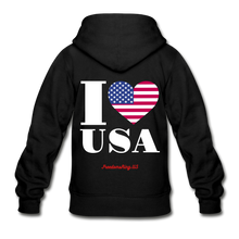 Load image into Gallery viewer, I LOVE USA - Gildan Heavy Blend Youth Zip Hoodie - black
