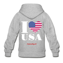 Load image into Gallery viewer, I LOVE USA - Gildan Heavy Blend Youth Zip Hoodie - heather gray
