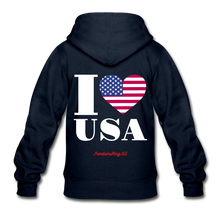 Load image into Gallery viewer, I LOVE USA - Gildan Heavy Blend Youth Zip Hoodie - navy
