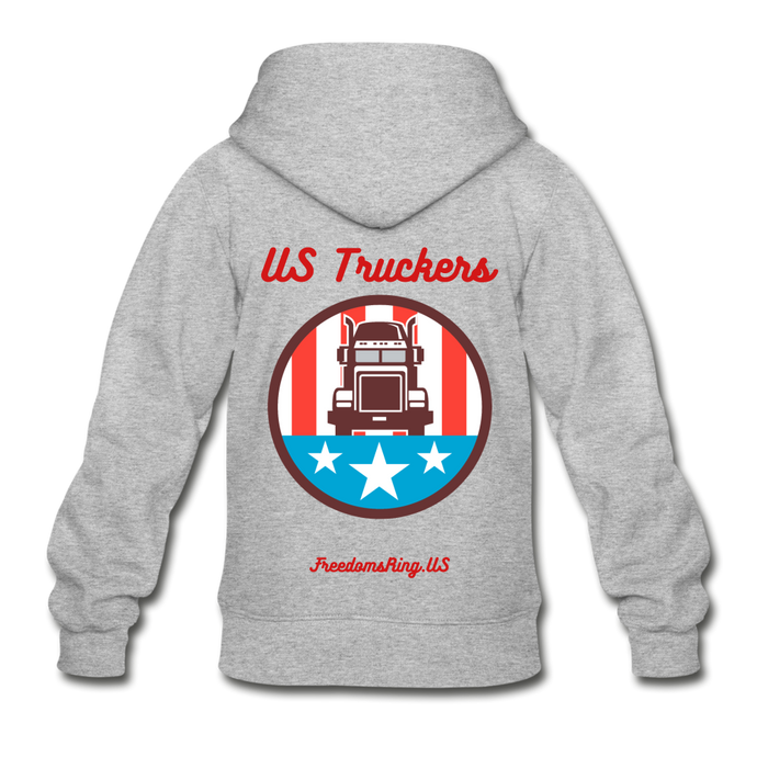 US TRUCKERS - Gildan Heavy Blend Youth Zip Hoodie - heather gray