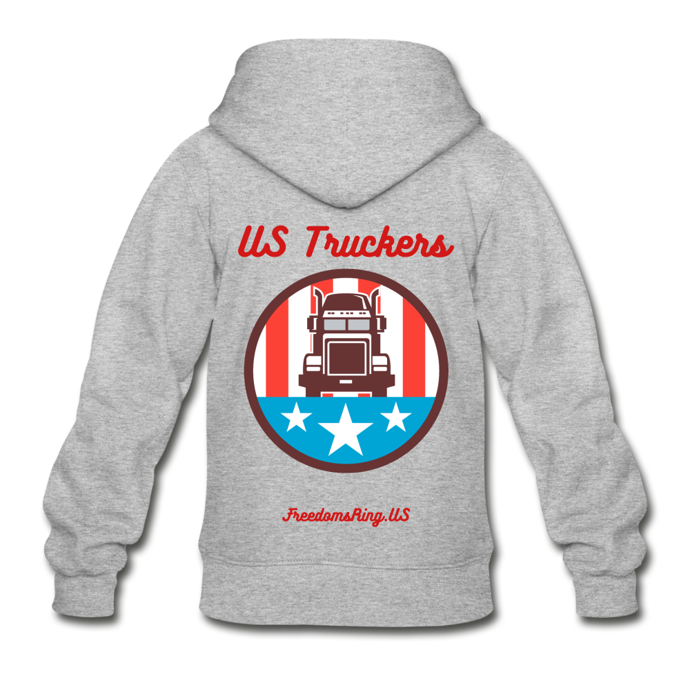 US TRUCKERS - Gildan Heavy Blend Youth Zip Hoodie - heather gray