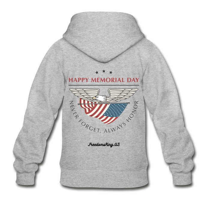 MEMORIAL DAY - Gildan Heavy Blend Youth Zip Hoodie - heather gray