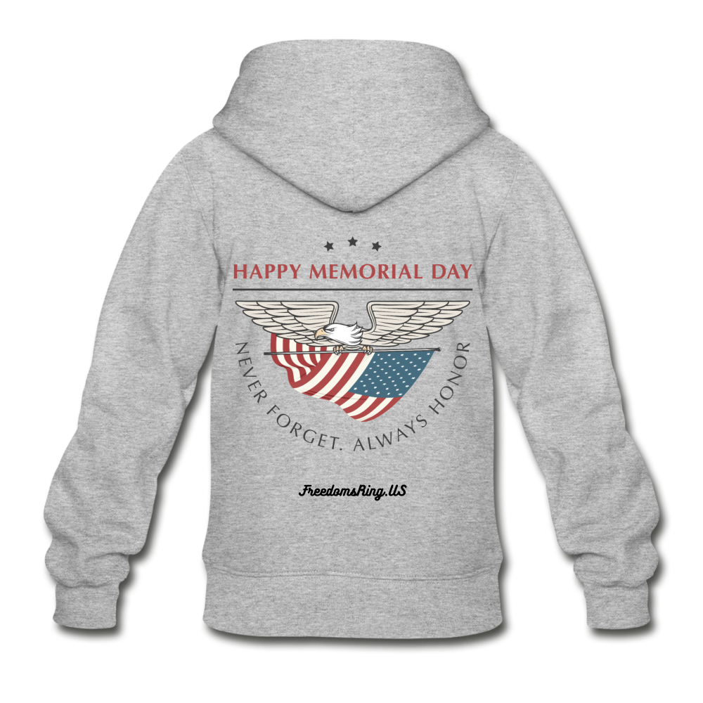 MEMORIAL DAY - Gildan Heavy Blend Youth Zip Hoodie - heather gray