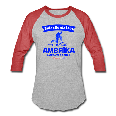 MAKING AMERIKA GROVEL AGAIN - Baseball T-Shirt - heather gray/red