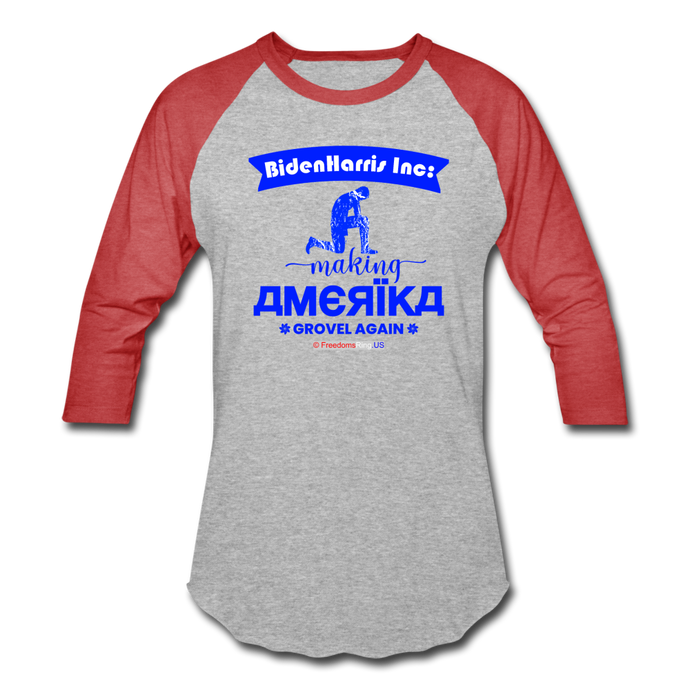 MAKING AMERIKA GROVEL AGAIN - Baseball T-Shirt - heather gray/red