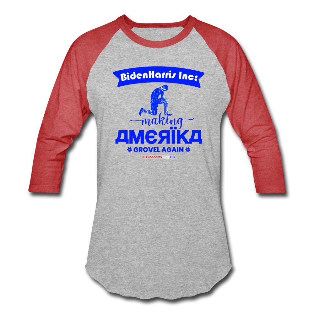 MAKING AMERIKA GROVEL AGAIN - Baseball T-Shirt - heather gray/red