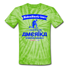 Load image into Gallery viewer, MAKING AMERIKA GROVEL AGAIN - Unisex Tie Dye T-Shirt - spider lime green
