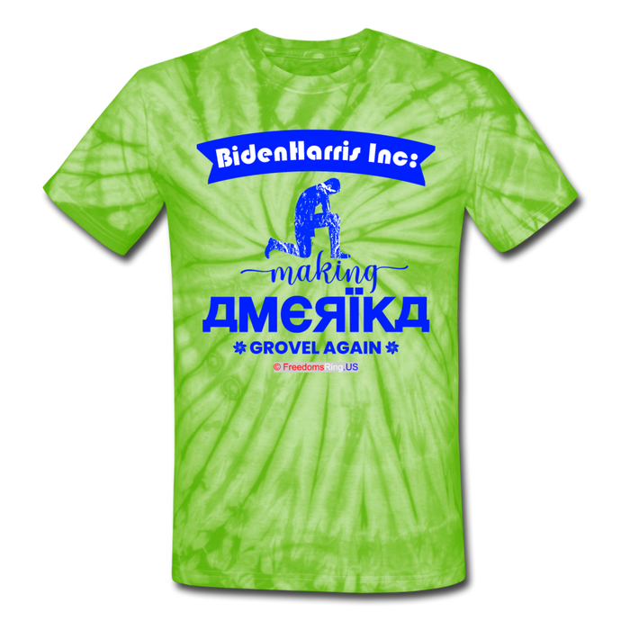 MAKING AMERIKA GROVEL AGAIN - Unisex Tie Dye T-Shirt - spider lime green