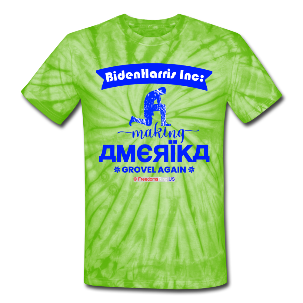 MAKING AMERIKA GROVEL AGAIN - Unisex Tie Dye T-Shirt - spider lime green