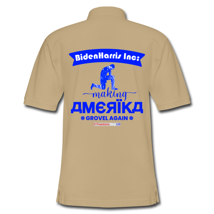 MAKING AMERIKA GROVEL AGAIN - Men's Pique Polo Shirt - beige