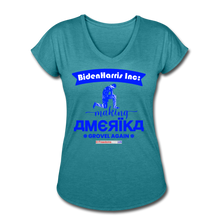 Load image into Gallery viewer, MAKING AMERIKA GROVEL AGAIN - Women&#39;s Tri-Blend V-Neck T-Shirt - heather turquoise
