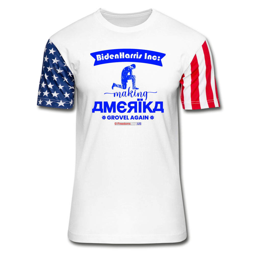 MAKING AMERIKA GROVEL AGAIN - Stars & Stripes T-Shirt - white